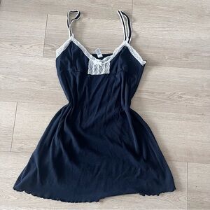 Old Navy Black Dress with White Lace Trim
